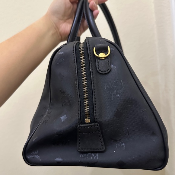 MCM Black Boston Monogram Nylon Handbag - Picture 4 of 16